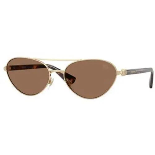 Burberry BE 3165 Light Gold Dark Brown Polyamide Standard 110973 Sunglasses