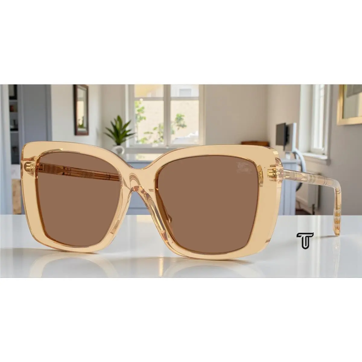 Burberry BE4456F 416773 Beige Dark Brown 54 mm Women`s Sunglasses