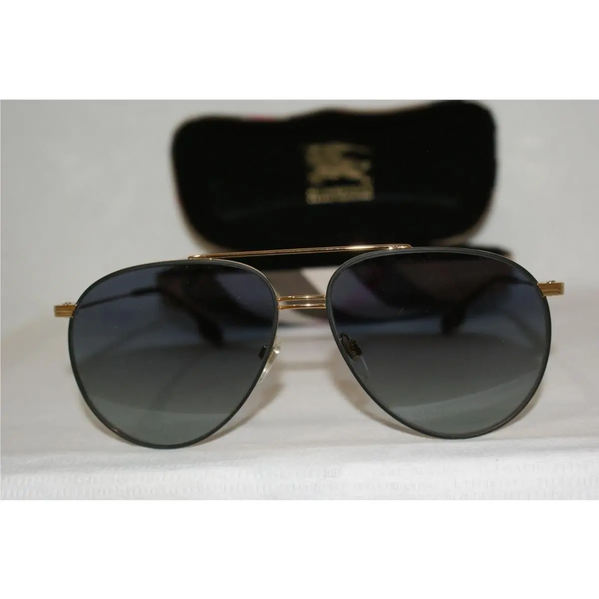 Authen Burberry Sunglasses 1017/4L Gold/matte Black 3108 60-14 W Origin Case
