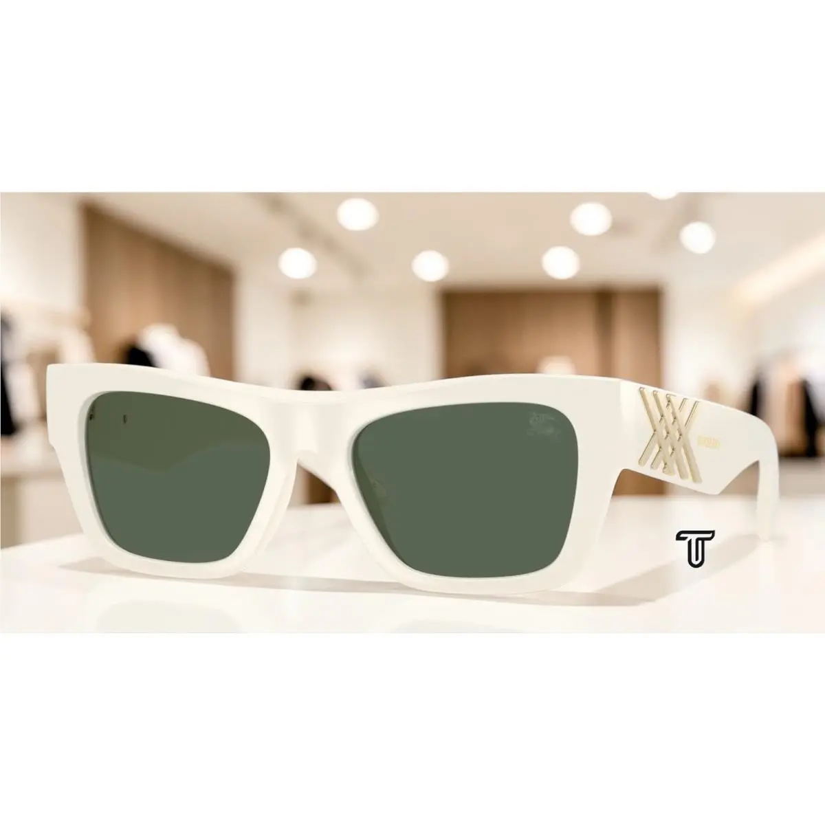 Burberry BE4490U 421871 White Dark Green 53 mm Women`s Sunglasses