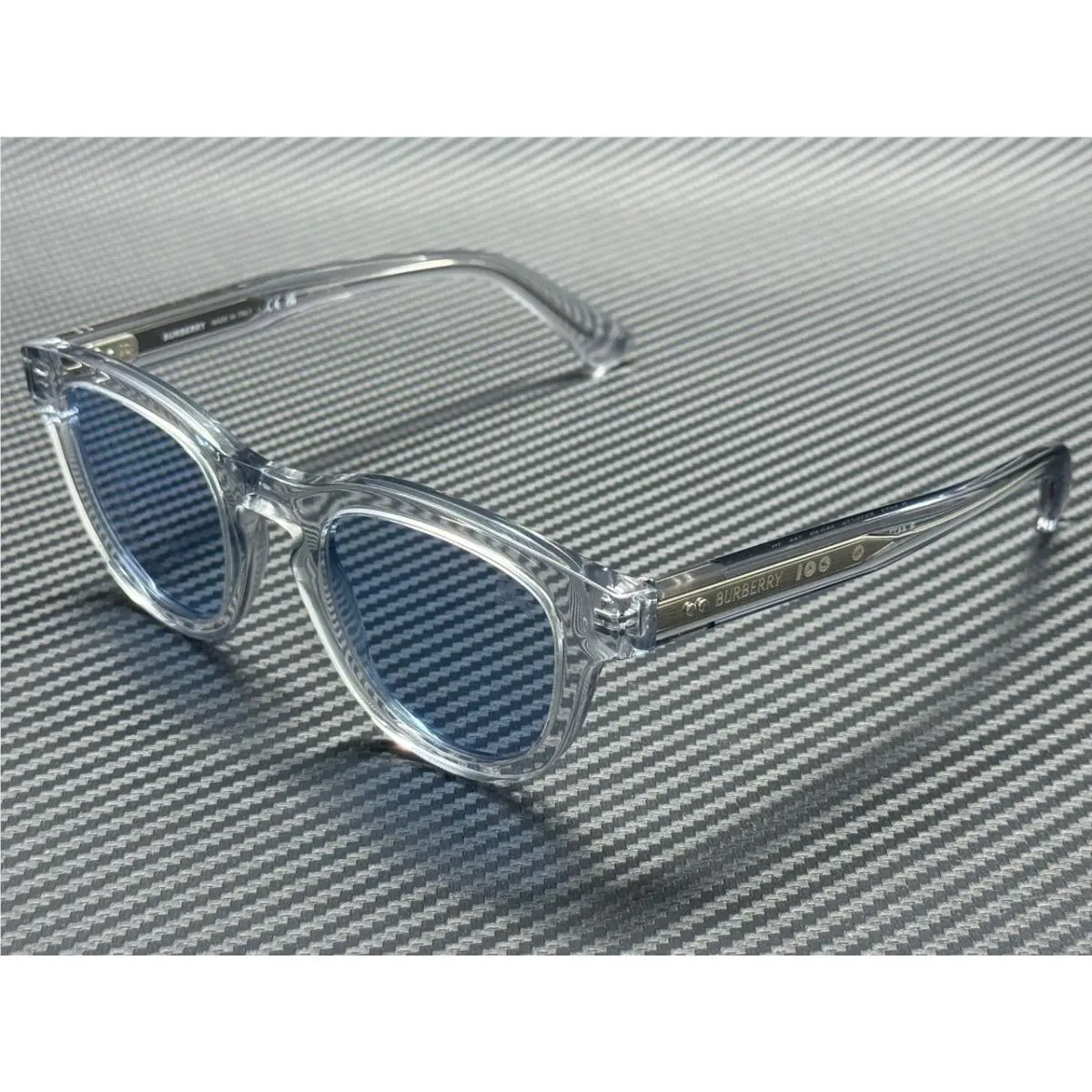 Burberry BE4477 421072 Grey Transparent Azure Blue Men`s 48 mm Sunglasses