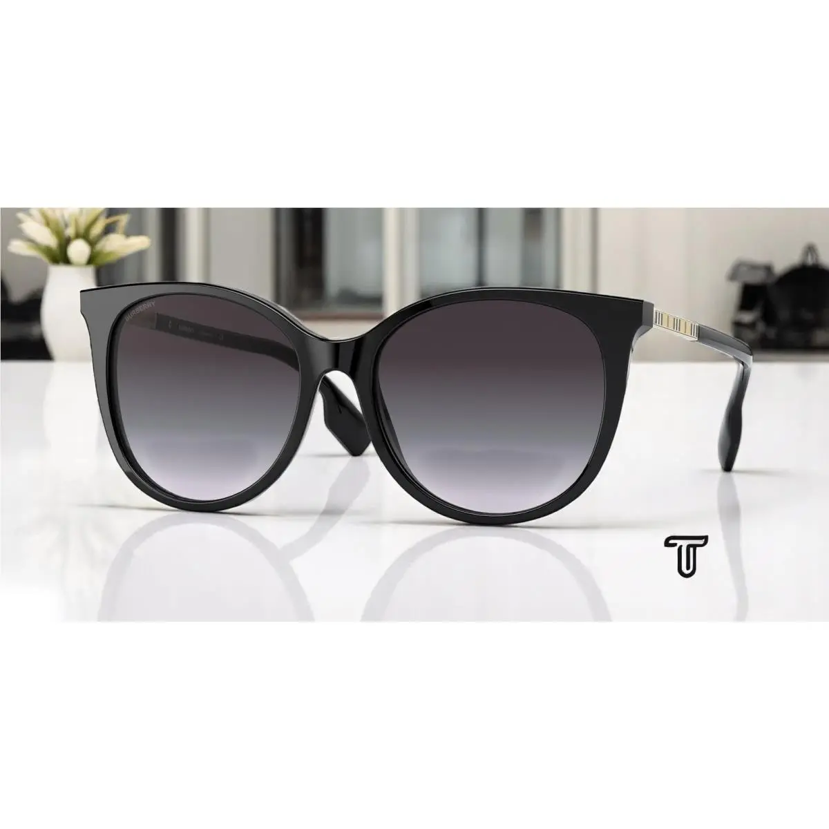 Burberry BE4333F 30018G Alice Black Grey Gradient 55 mm Women`s Sunglasses