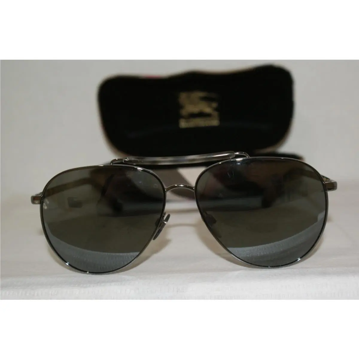 Burberry Sunglasses B3097 Gunmetal Mirrored Lenses 1003/8G 59-14 W Orig Case