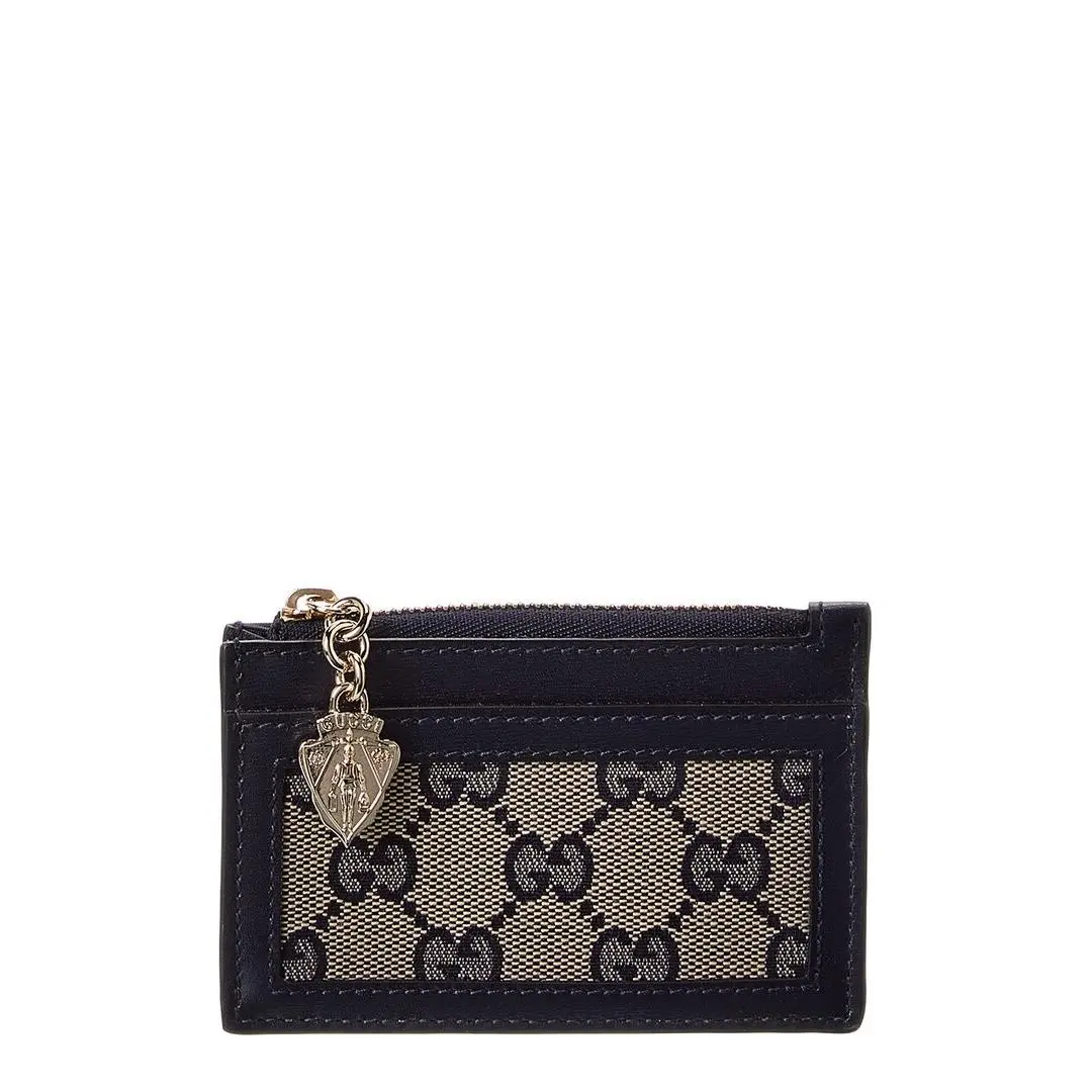 Gucci Luce Gg Canvas Leather Card Case Women`s Blue