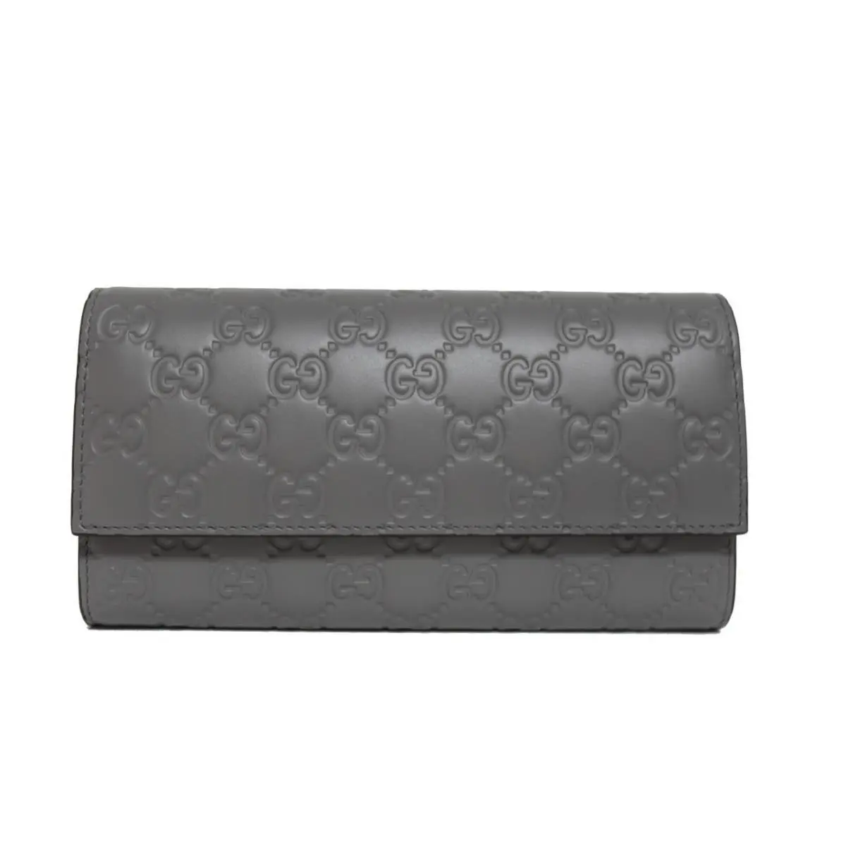 Gucci GG Signature Continental Grey Leather Wallet Clutch Bag