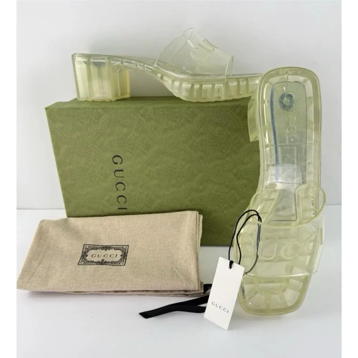 9 US 39 EU Logo Rubber Platforms Slides Sandals Shoes Bag by Gucci
