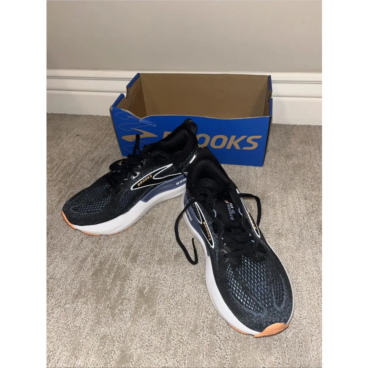 Brooks Glycerin Gts 22 Men’s Black/country Blue/orange Pop Size 8.5