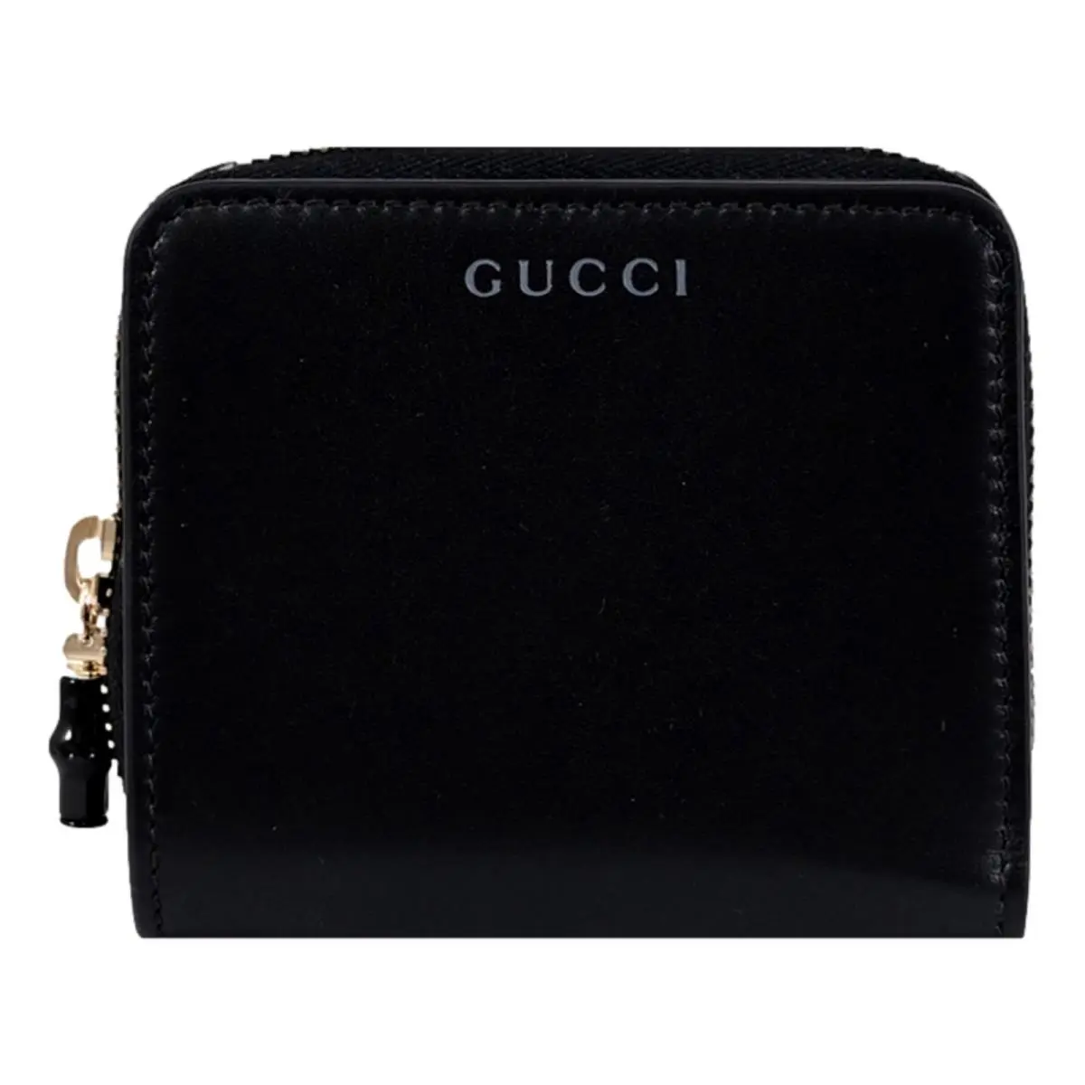 Bamboo Zip Around Wallet Black Patent Leather Gold Hardware by Gucci