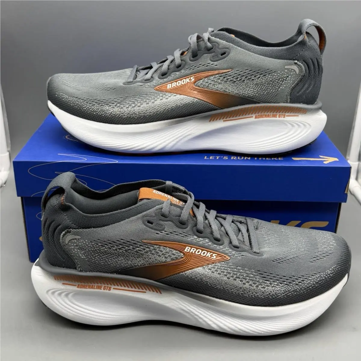 Brooks Adrenaline Gts 25 Mens 9.5 Dark Grey Brown Running Walking Gym Shoes