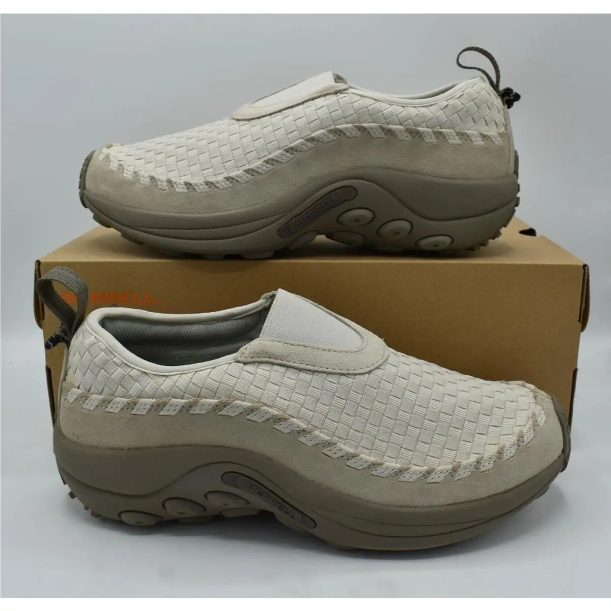 Merrell Mens Size 8.5 Jungle Moc Evo Woven SE Parchment Slip On Shoes Sneakers