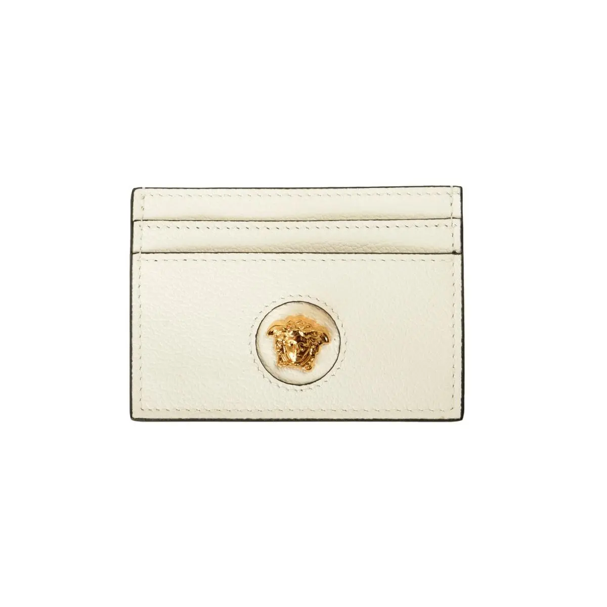 Versace White Leather Gold Medusa Card Case Holder