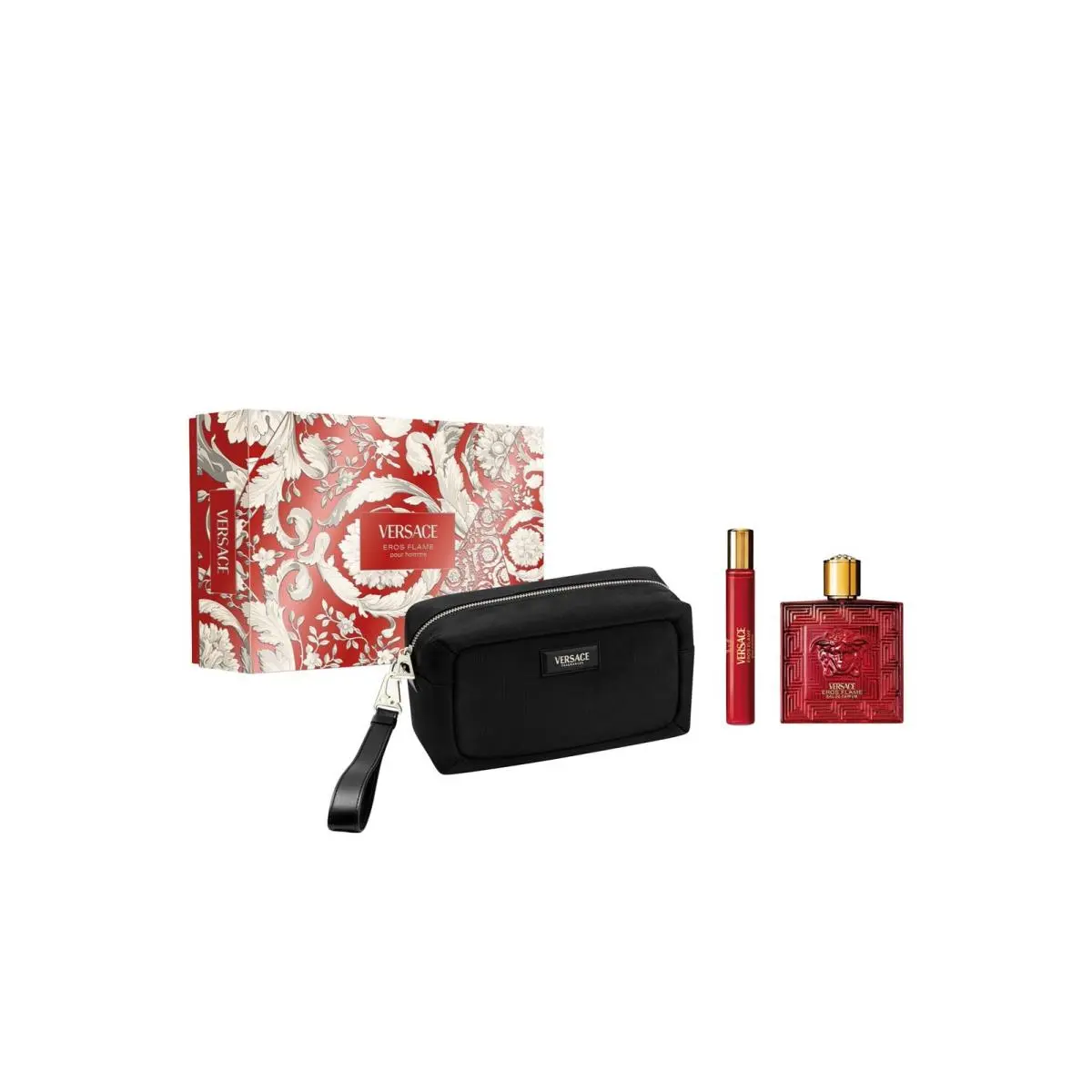 Versace Eros Flame 3-Piece Gift Set For Men 3.4 Oz Eau De Parfum Spray +