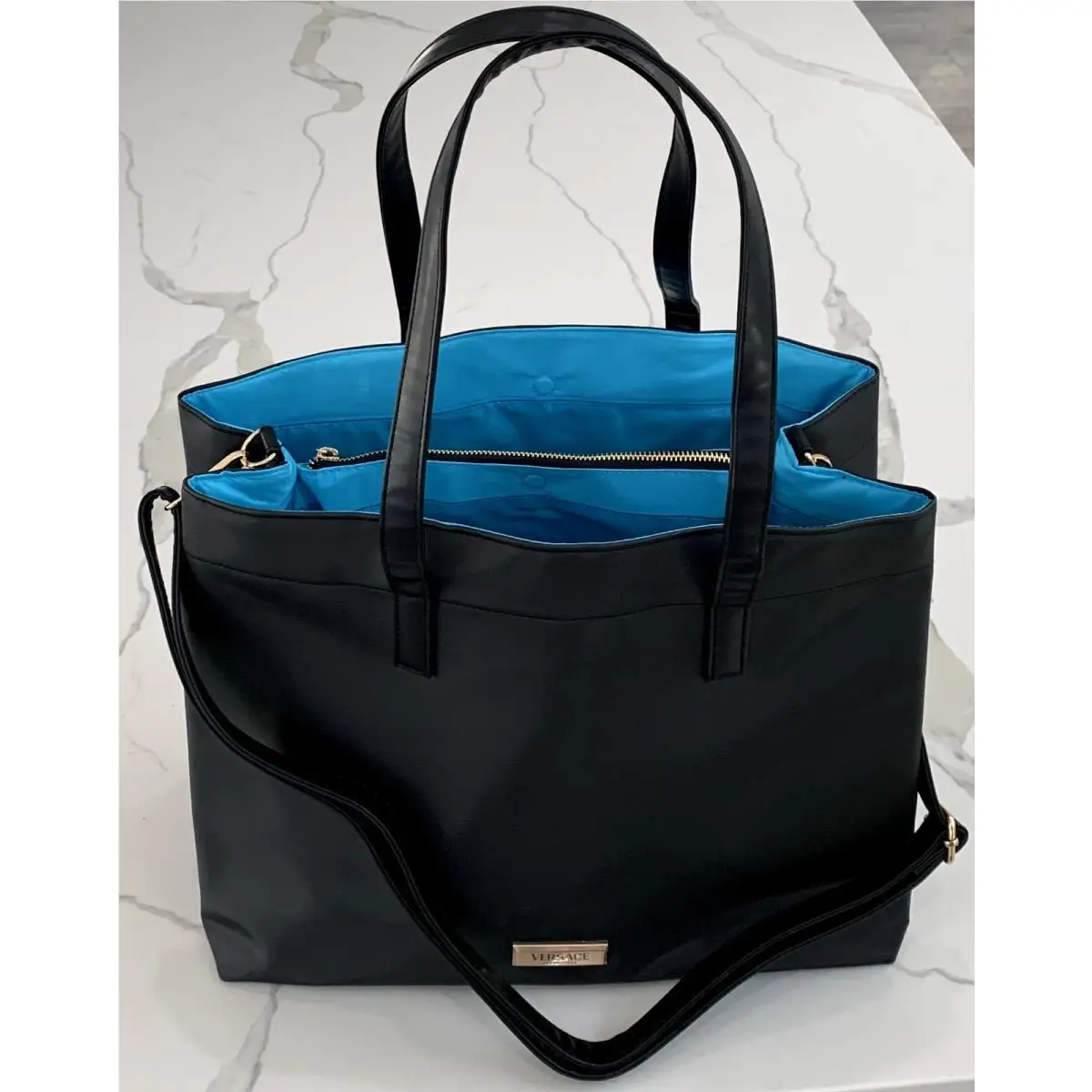 Versace Fragrances Black Tote Travel Handbag / Shoulder Carry-on Hand Bag Purse