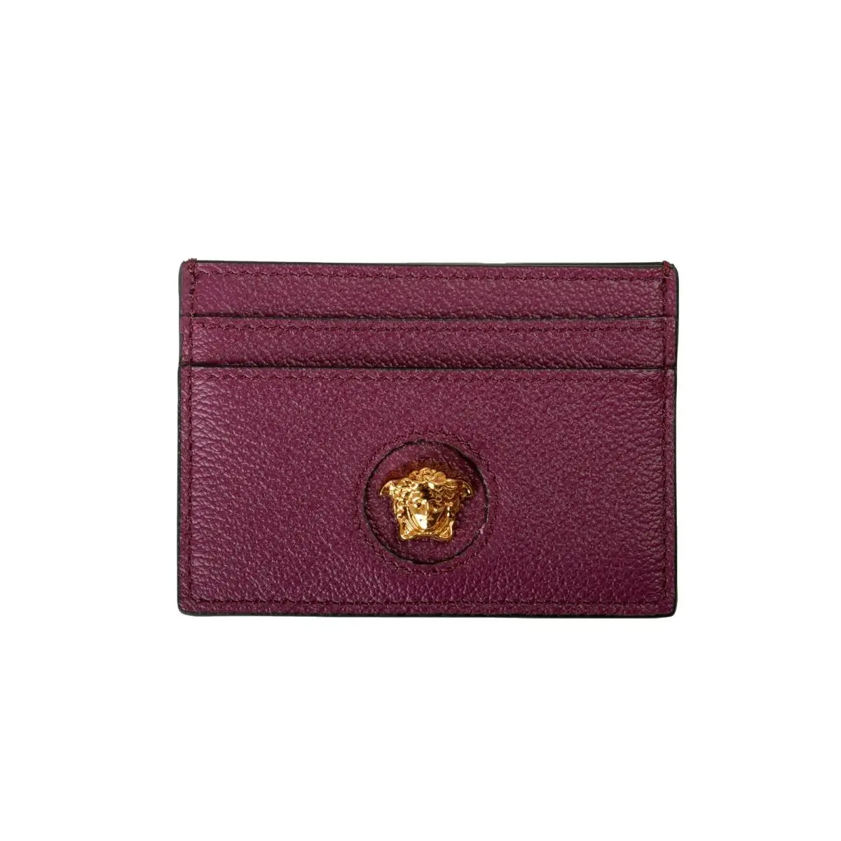 Versace Deep Purple Leather Gold Medusa Card Case Holder