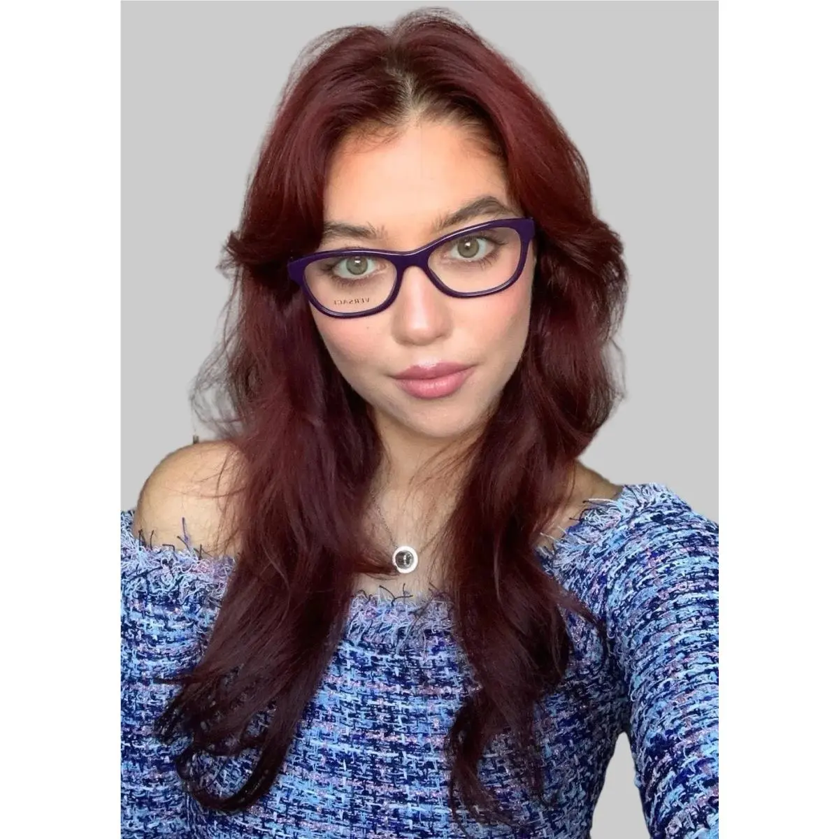 Versace Mod. 1232/6450 Purple 52mm Cat Eye Women`s Eyeglasses Italy Iii