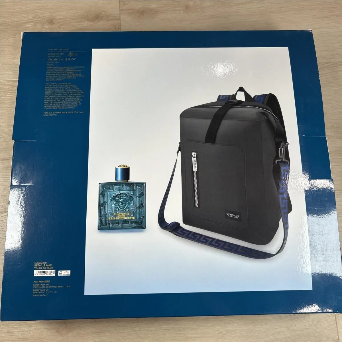 Versace Eros Fragrance + Backpack Gift Set 3.4oz