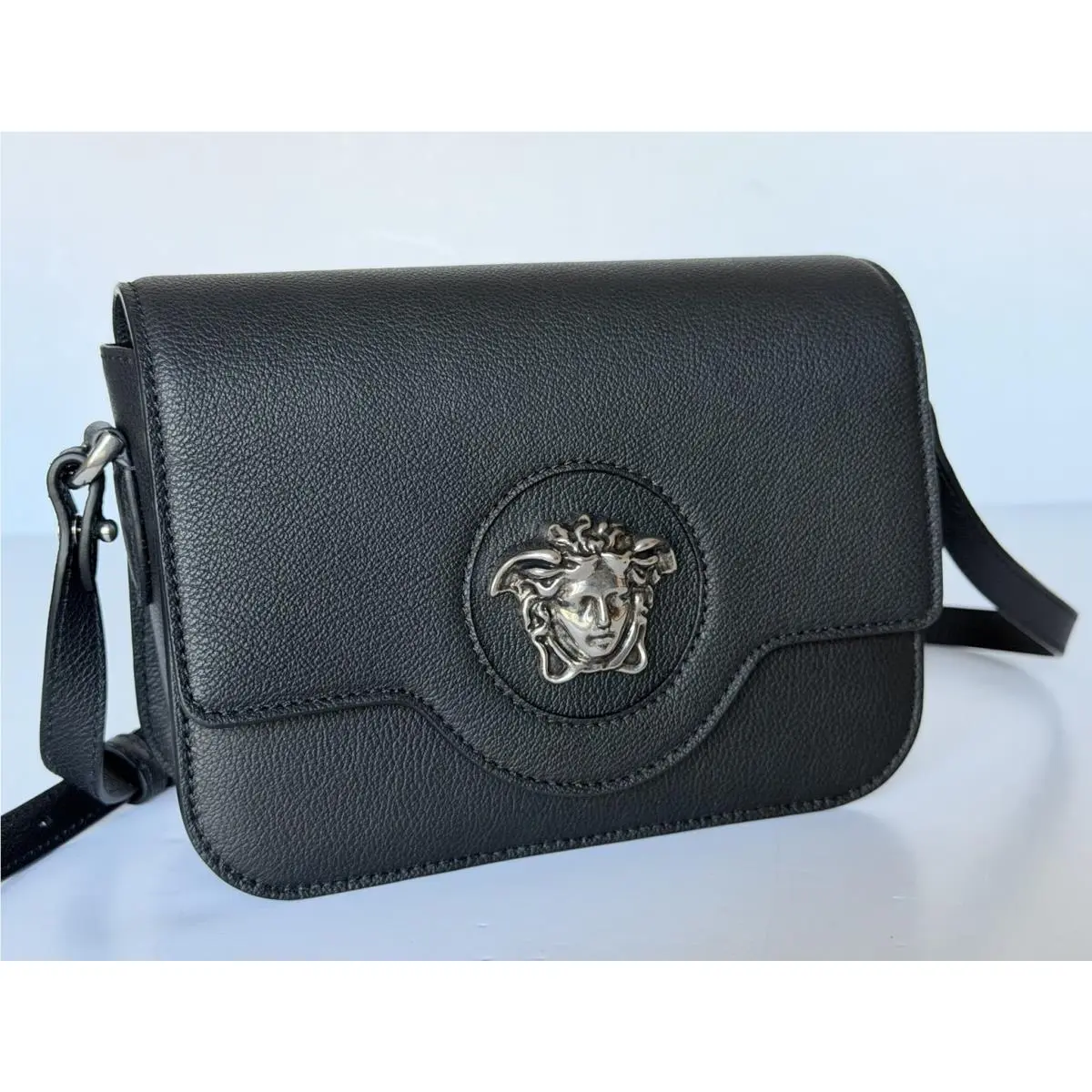 Versace Gold Medusa Head Leather Black Small Shoulder Bag 1008100