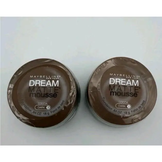 Lot of 2 Maybelline Dream Matte Mousse Foundation Cocoa 3 Dark .64 oz