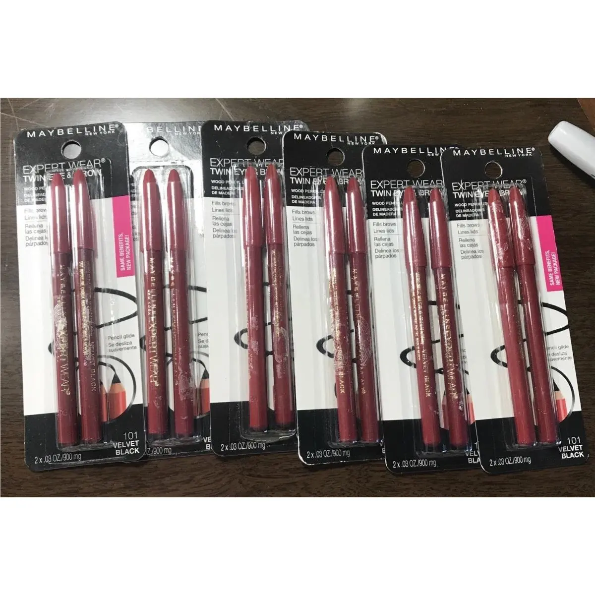 Maybelline Expert Wear Twin Eye Brow Eyeliner Pencil Velvet Black Lot Of 6