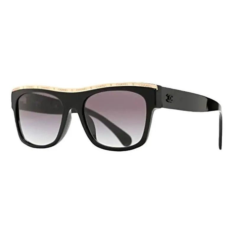 Chanel Sunglasses 71505-A S2216 Black Gold Shades Gradient Grey Lens 55-20-140