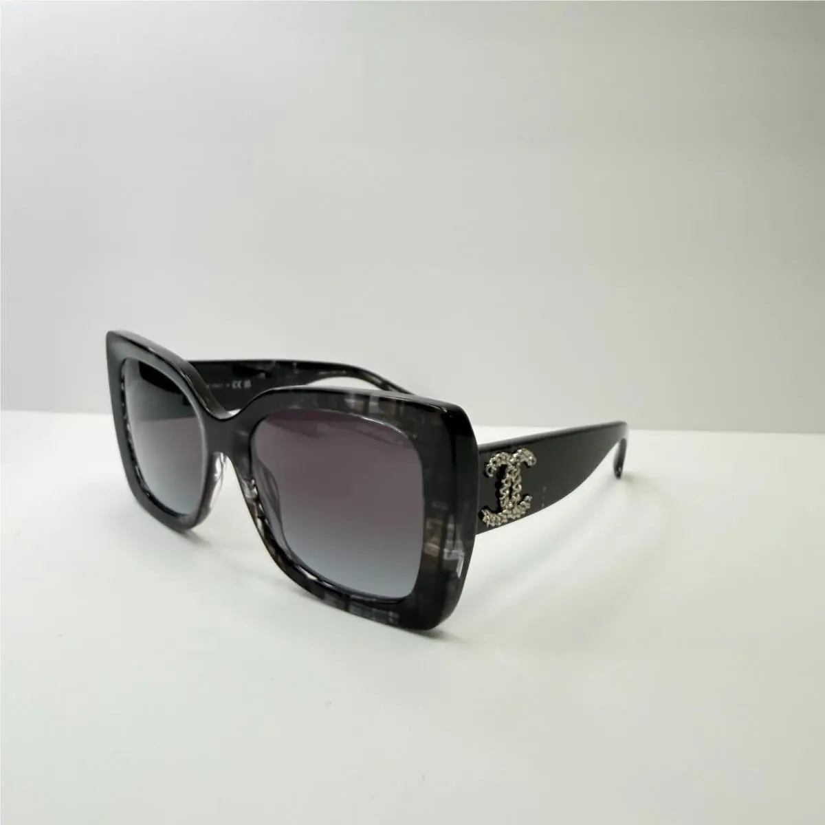 Chanel CH 5555 1817/S9 Black Tweed W/grey Lenses