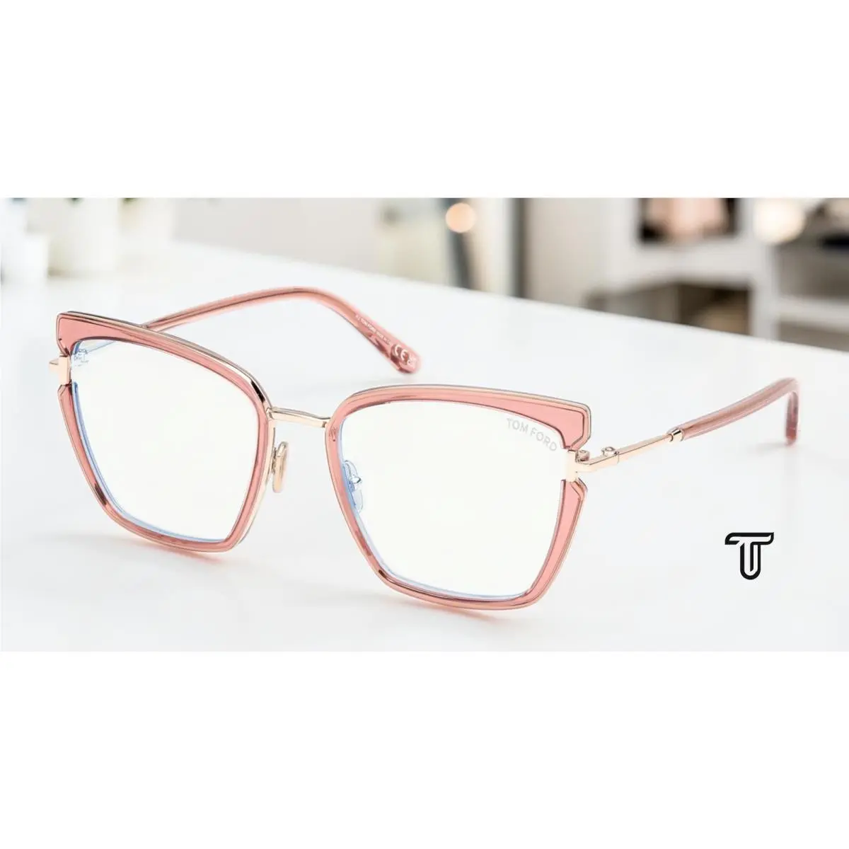 Tom Ford FT5984 B 072 Shiny Pink Demo Lens 54 mm Women`s Eyeglasses
