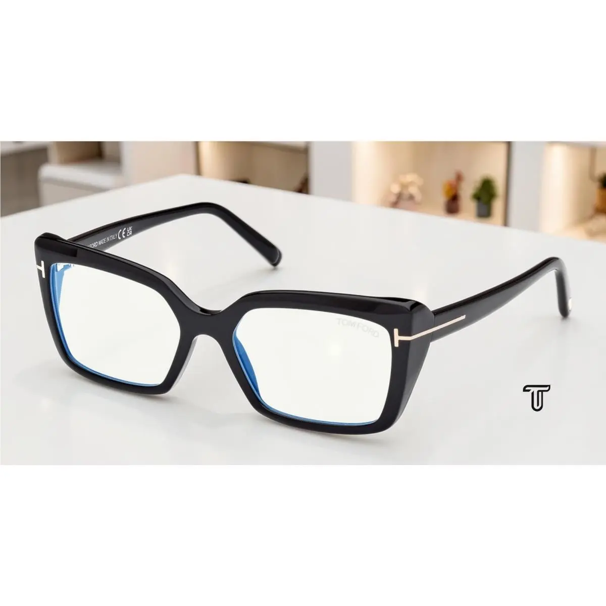 Tom Ford FT5991 B 001 Shiny Black Demo Lens 55 mm Women`s Eyeglasses