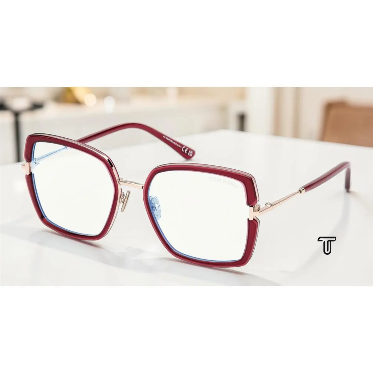 Tom Ford FT5985 B 075 Shiny Fuxia Demo Lens 55 mm Women`s Eyeglasses