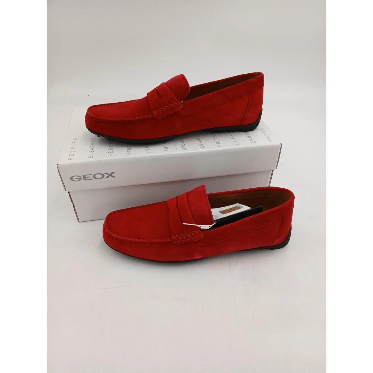 Geox Kosmopolis Grip Loafer Shoes Mens Red Suede Respira Slip On Size 10