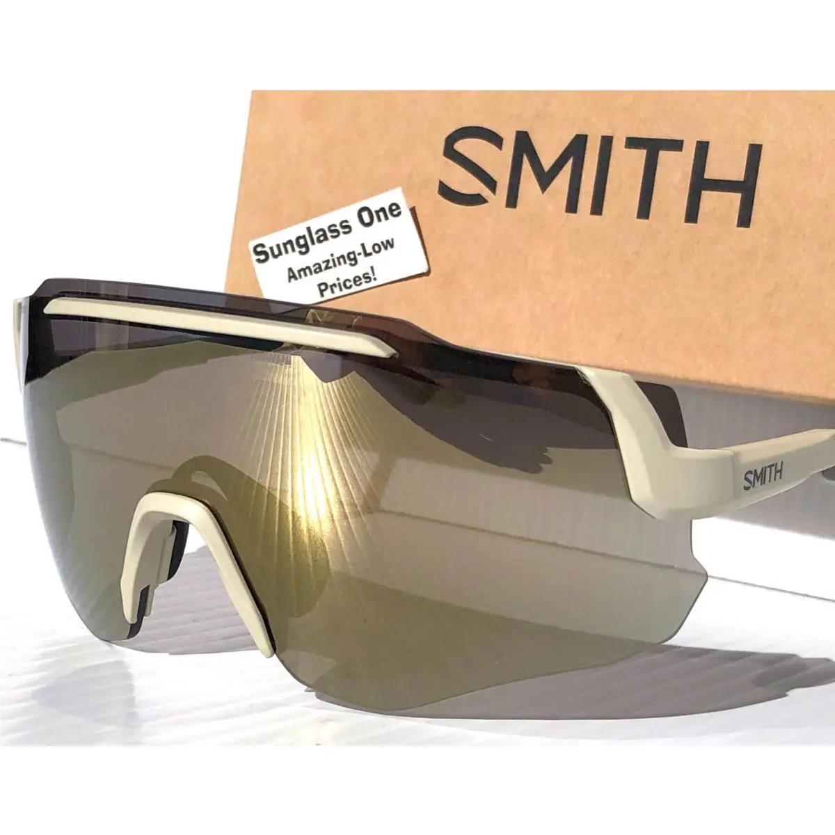 Smith Optics Momentum Bone Tan Matte Chromapop Black Gold w Clear Lens Sunglass