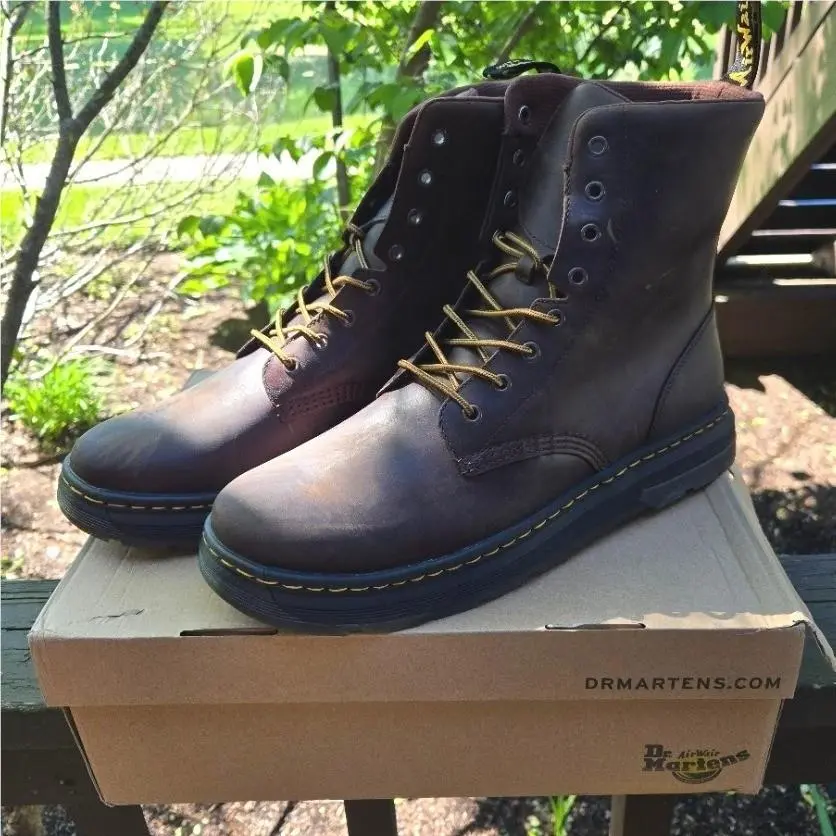 Dr. Martens Crewson Dark Brown Crazy Horse Leather Boots Size US Men`s 14