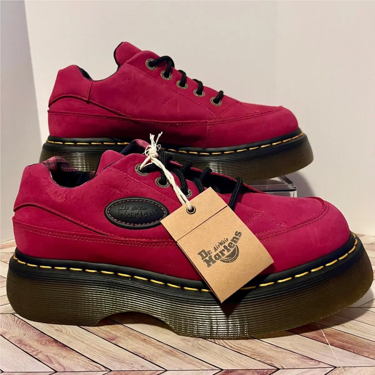Dr Martens Buzz 5-Eye Milled Nubuck WP Shoes Fuchsia Pink Womens 8 Chunky Bex