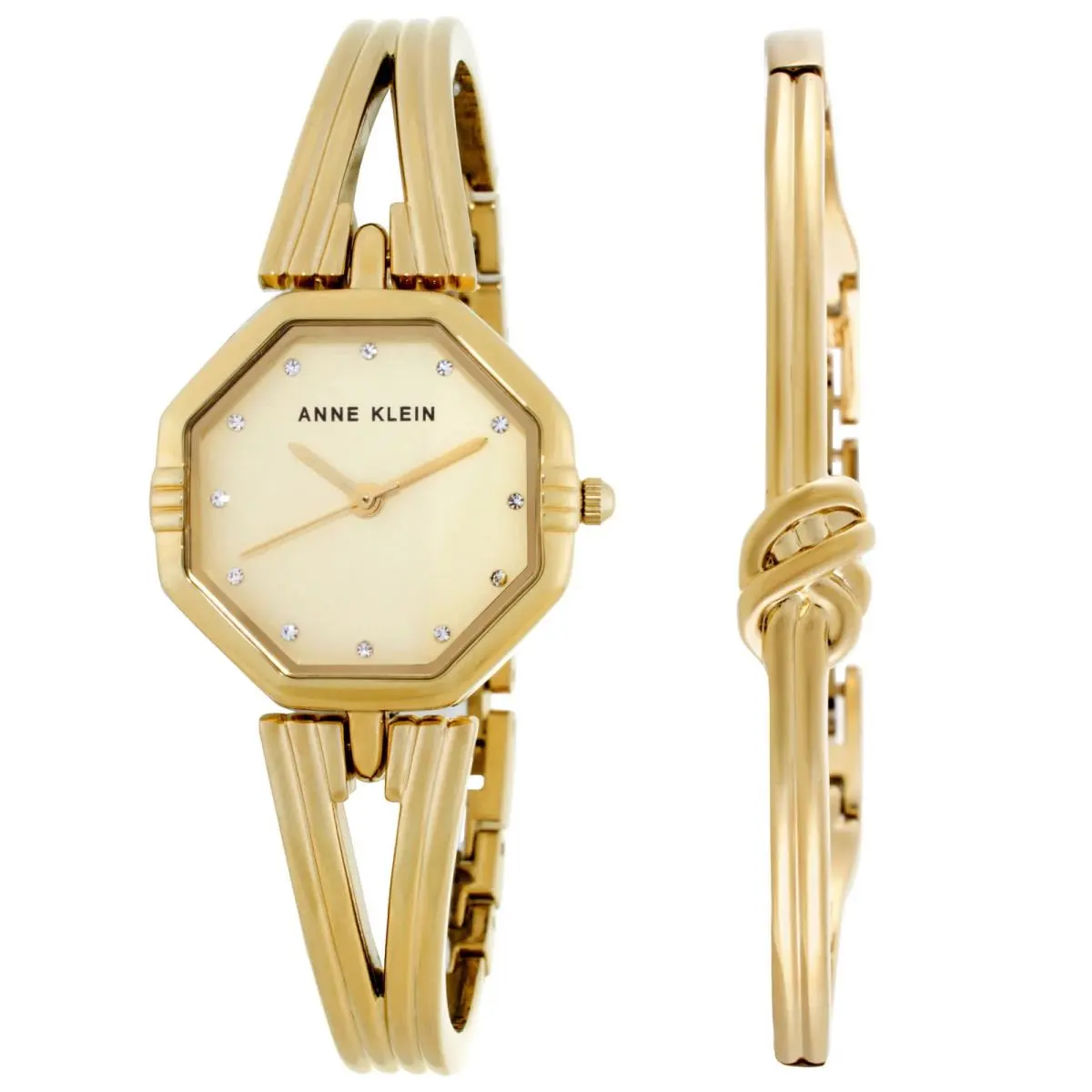 Anne Klein Quartz Crystal Gold Dial Ladies Watch and Bracelet Set AK-5418GPST
