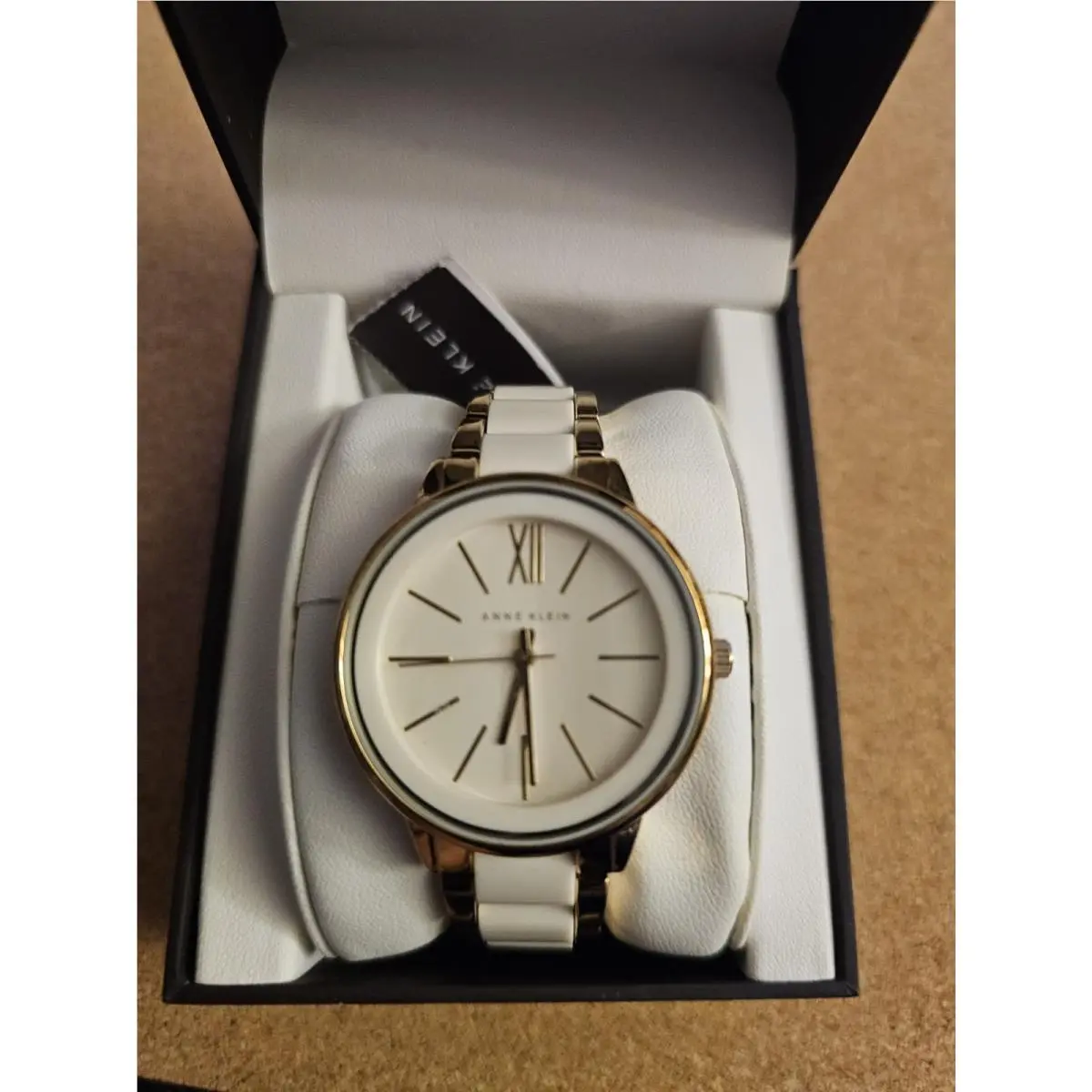 Anne Klein Womens 1412IVGB Gold-tone and Ivory Resin Bracelet Wrist Watch