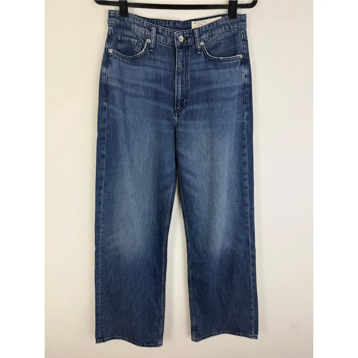 Rag Bone Womens The Logan Mid-rise Wide-leg Rigid Charlock Wash Jeans 27