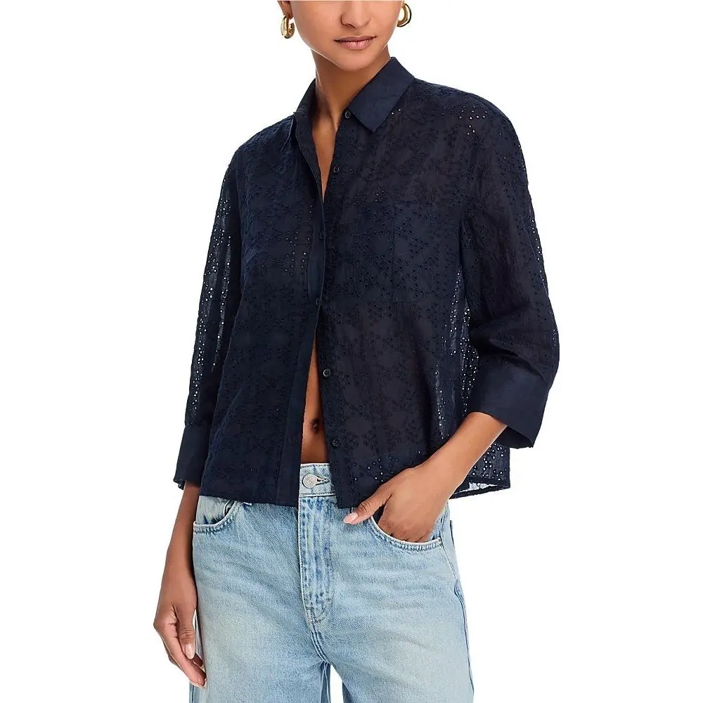 Rag Bone Lucia Embroidered Shirt Women`s XS Salute Embroidery Button Closures