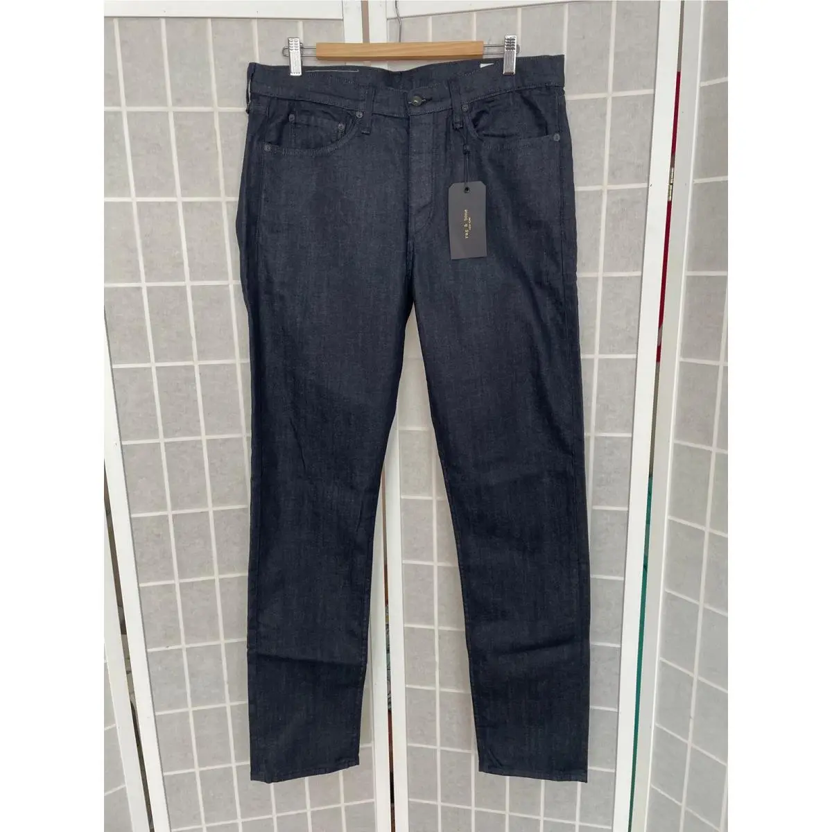 Rag Bone Fit 2 Slim Jeans 34 Tonal Rinse Button Fly Dark Wash Premium Denim