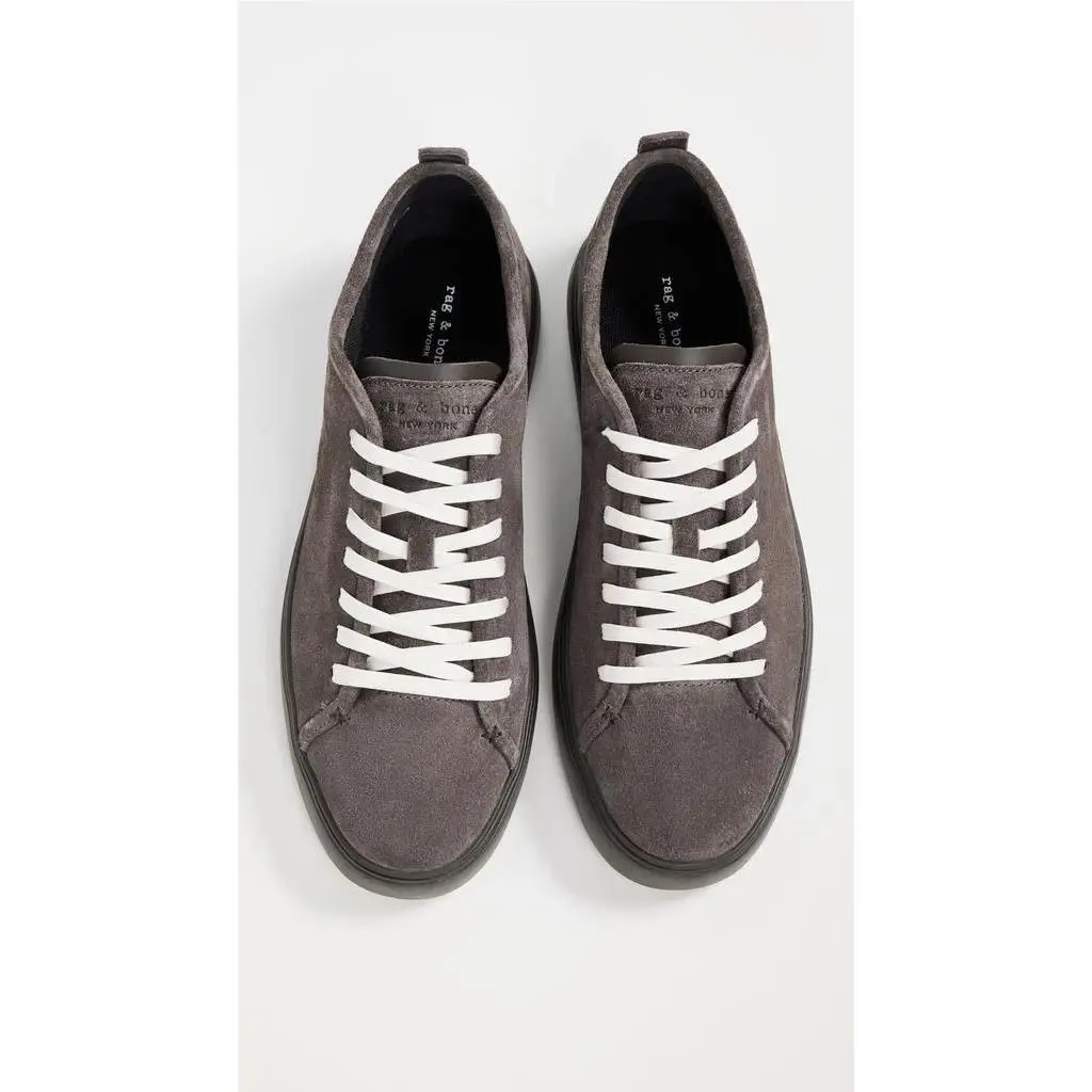 Rag Bone Men’s MGF24FF004SU4 Asphalt Grey Perry Suede Sneakers- 9US/42EU