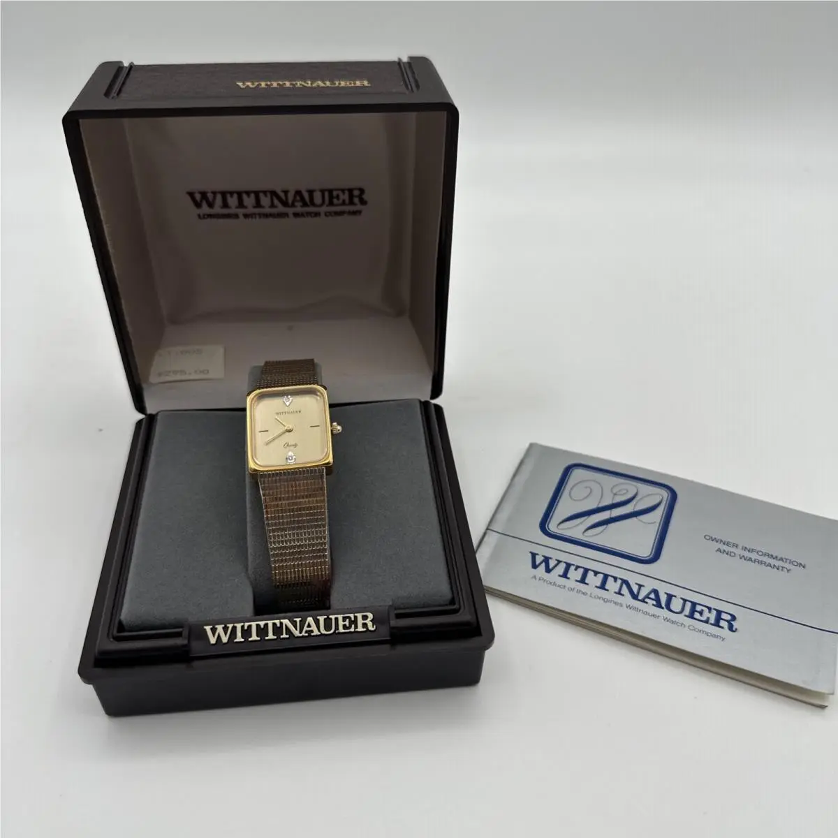 Watch 2 Diamond Markers Gold Plate Swiss Vintage w Box Works Nos by Wittnauer