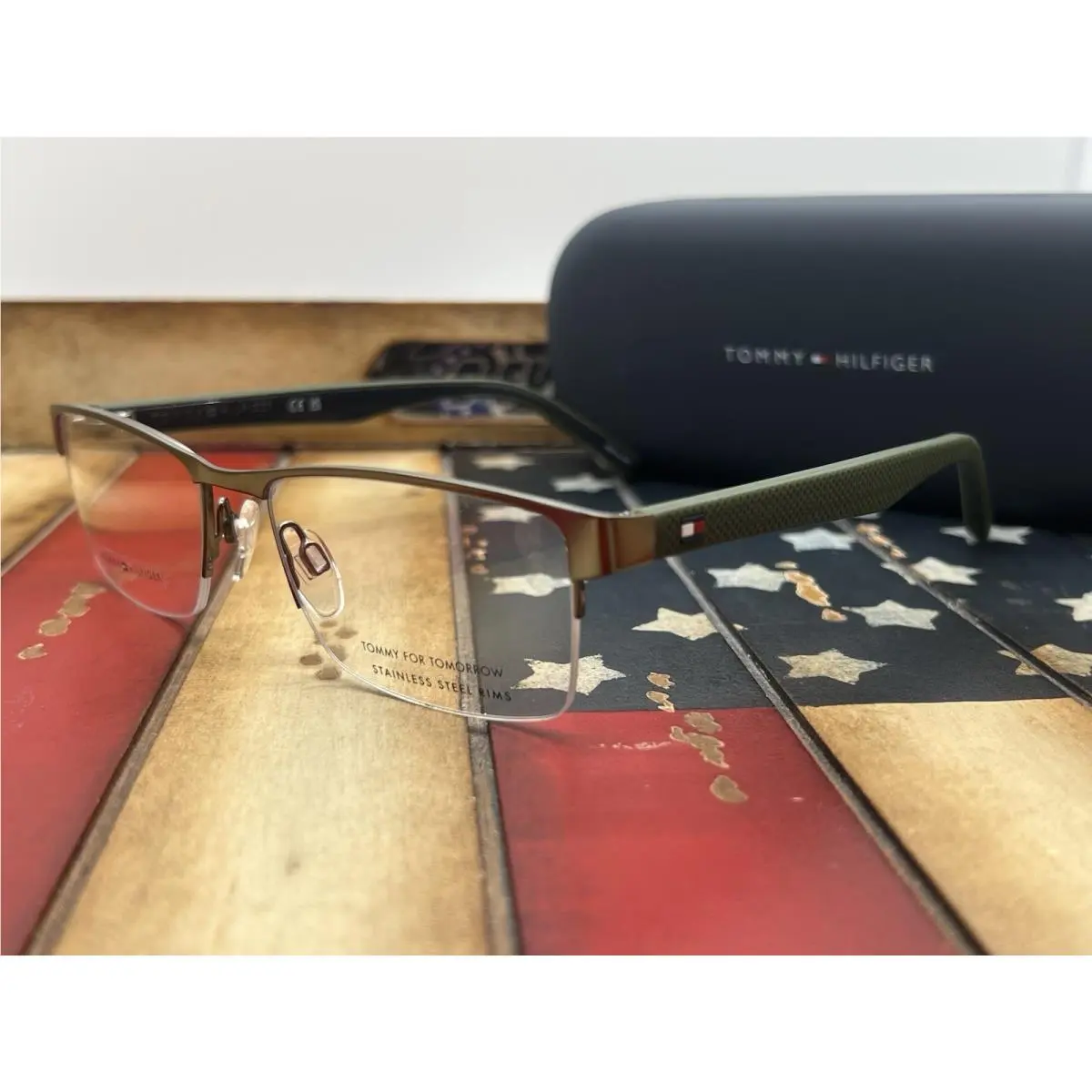 Tommy Hilfiger TH2047 R80 Steel Green Eyeglasses 53mm Frame Option To Add RX