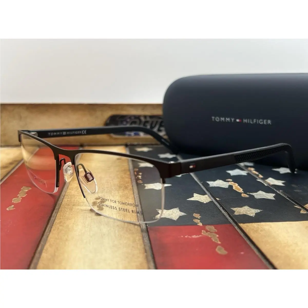 Tommy Hilfiger TH1594 Black Eyeglasses 55mm Frame Option To Add RX