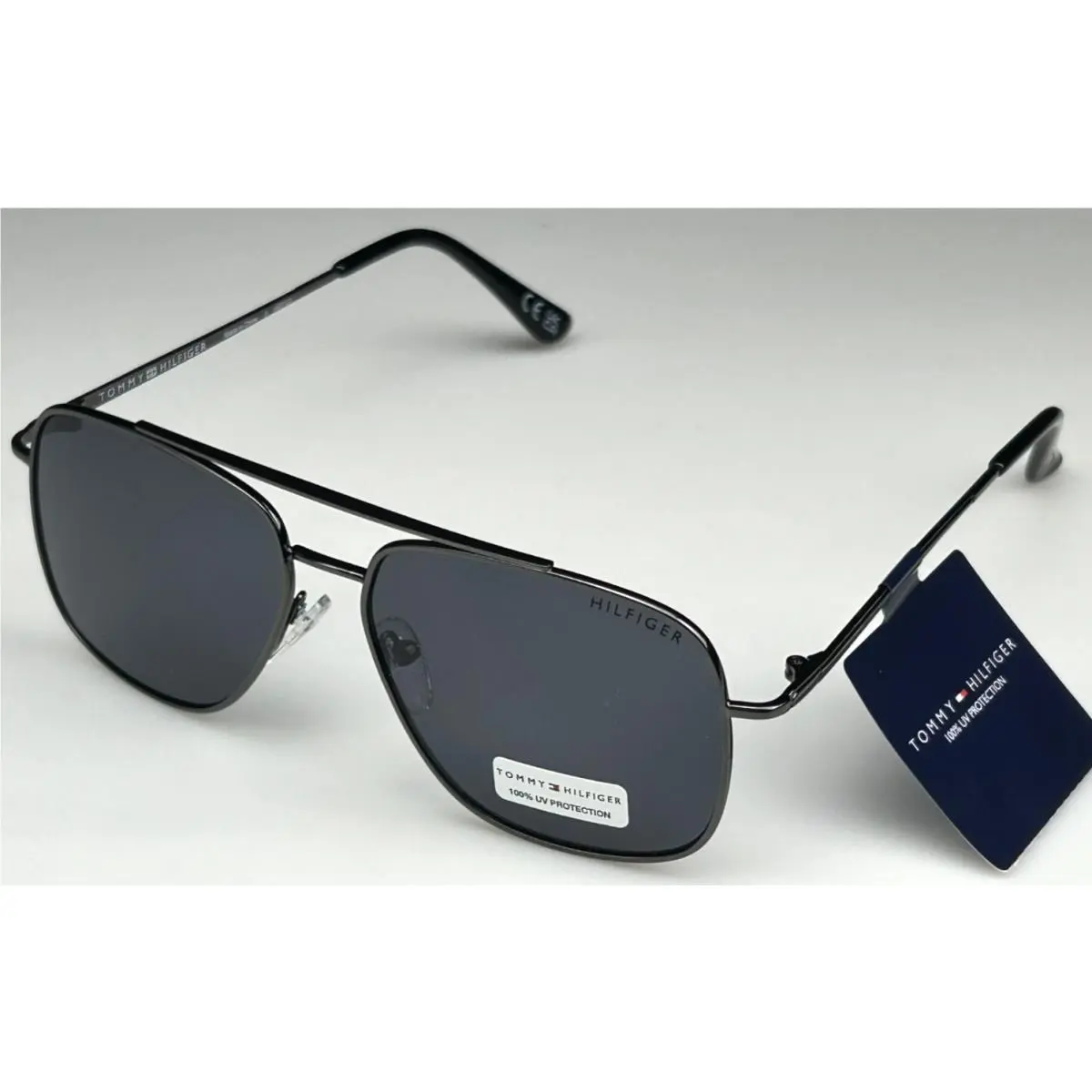 Tommy Hilfiger Men`s 55mm Black Frame Gray Lens Designer Sunglasses MM OM645