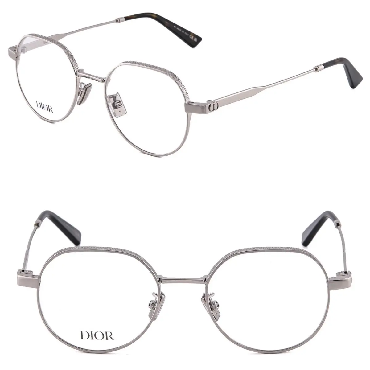 Christian Dior Homme Neodioro CD R4F Silver Round Cannage Eyeglasses DM50102F