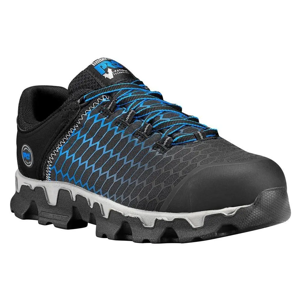 Men`s Timberland Pro Powertrain Sport Alloy Toe Work Shoes Boots EH Breathable - Black / Blue