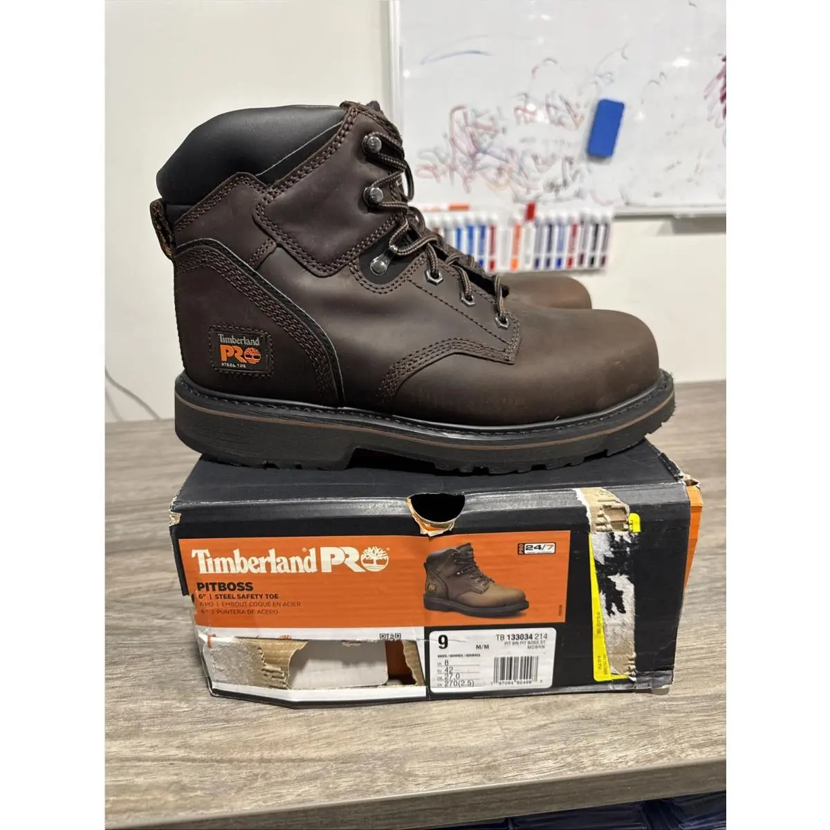 Timberland Pro Pit Boss Men`s Brown Steel Toe EH 6 Inch Boot 9 M