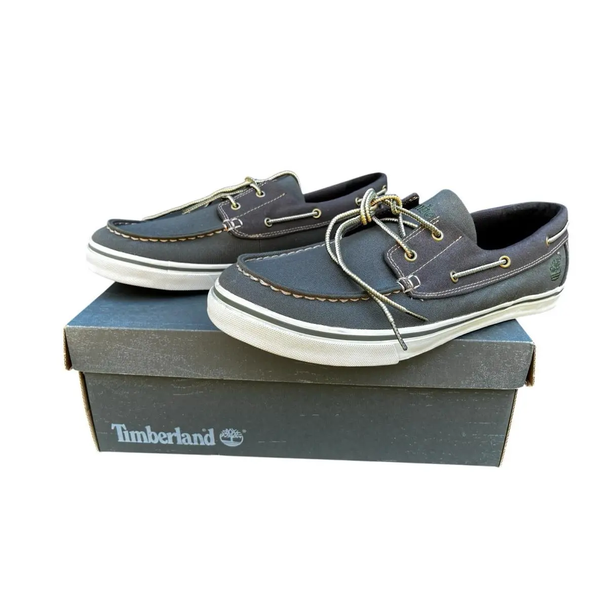 Timberland Mens Boat Shoe Earthkeepers Canvas 11.5 M Gray Olive