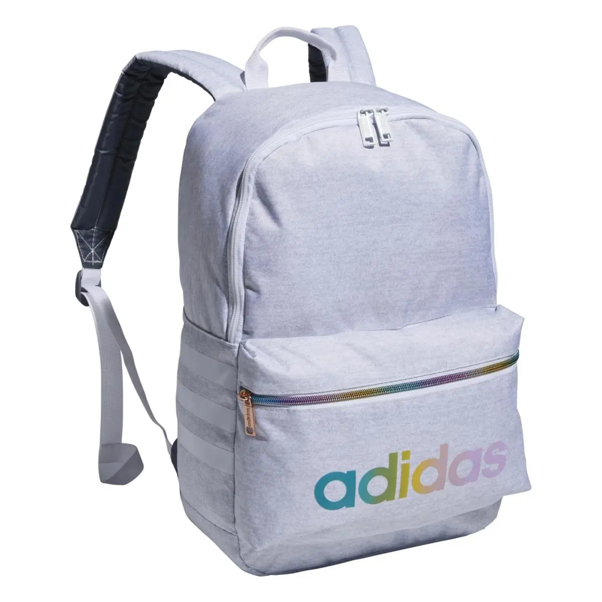 Adidas Rose Gold White Jersey Backpack with Cooler Pocket For School and Snacks