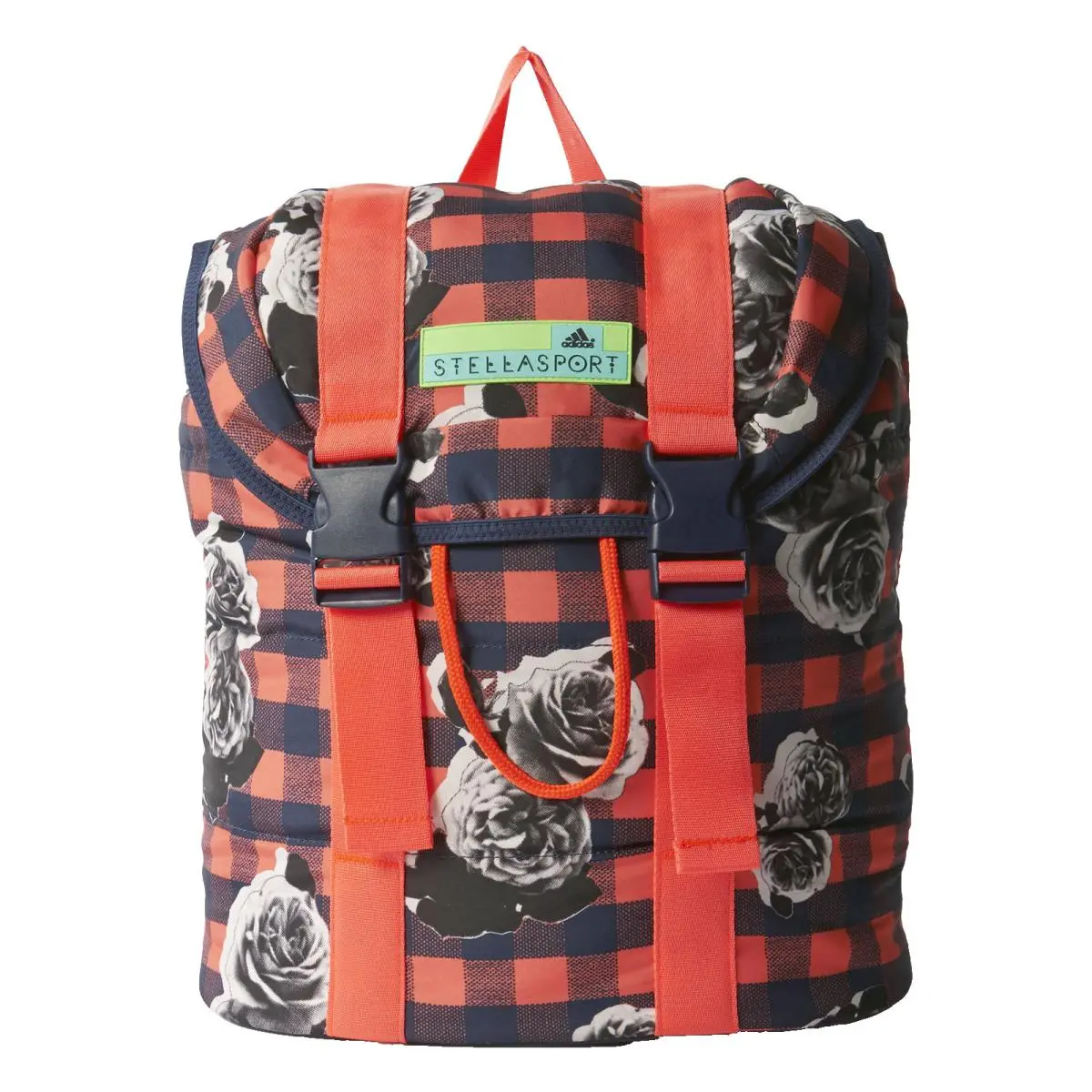 Adidas Stella Sport Women`s Backpack Orange Plaid/floral Print Gym Travel School