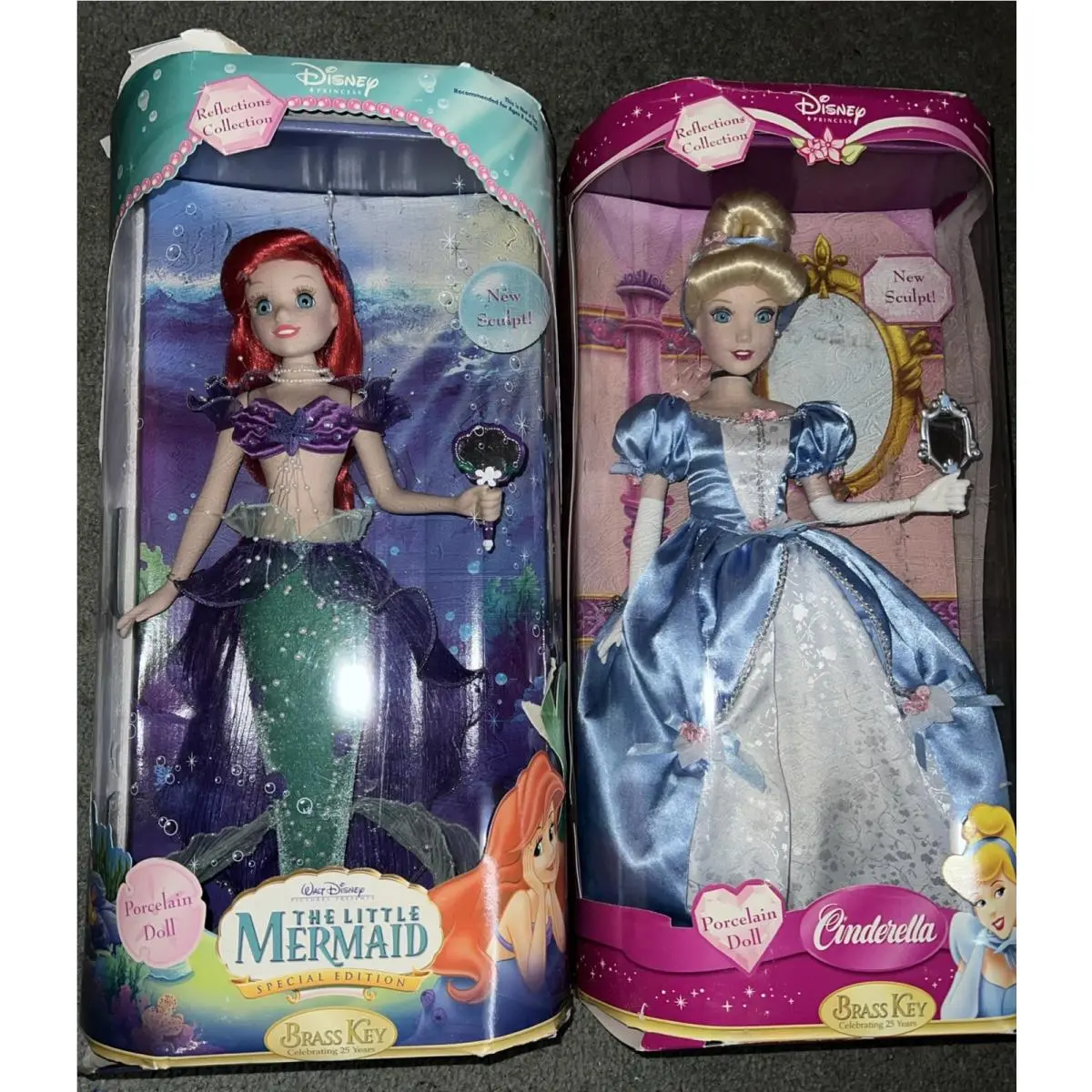 2004 2006 Disney Princesses Porcelain Dolls Brass Key Cinderella Ariel