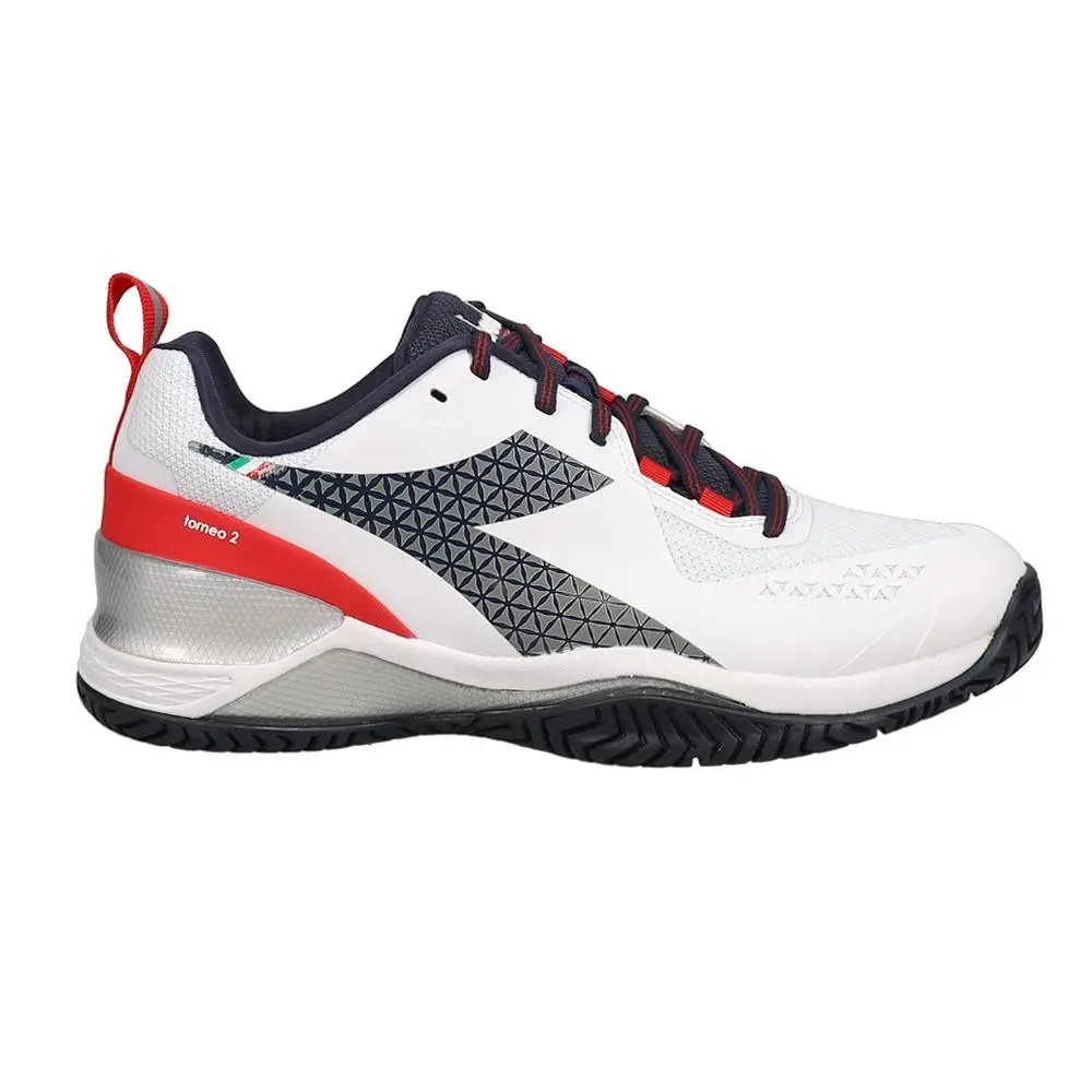 Diadora Blushield Torneo 2 All Ground Tennis Mens White Sneakers Athletic Shoes